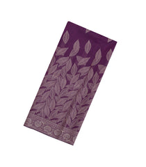 Dark Purple Woven Art Linen Saree With Leafy Motifs-BL5645