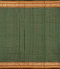 Green Handloom Silk Cotton Saree With Zari Checks-SC4271