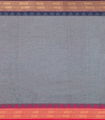 Grey Woven Chettinad Cotton Saree With Contrast Border-CN1856