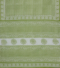 Green Printed Jaipur Cotton Saree With Floral Motifs-JC1602