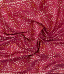 Chestnut Pink Handloom Rajkot Patola Ikat Silk Saree With Tie & Dye Motifs-IK0516