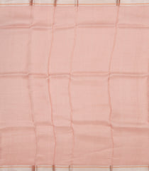 Peach Handloom Banarasi Organza Silk Saree With Stripes-BE1639