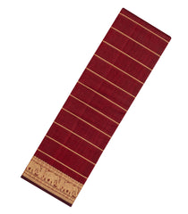 Maroon Handloom Kanchi Cotton Saree With Veldhari Stripes-KC1853