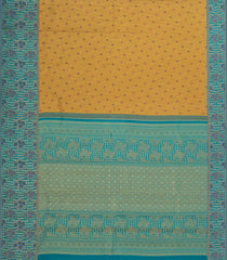 Gold Handloom Kanchipuram Silk Saree With Meena Floral Motifs-KA14754