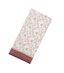 White Handloom Banarasi Khaddi Georgette Silk Saree With Contrast Border-BE1819
