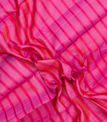 Bubblegum Pink Handloom Kanchipuram Silk Saree With Stripes & Corner Buttas-KA15766