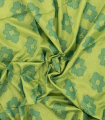 Green Woven Art Dupion Saree With Printed Tie & Dye Motifs & Contrast Border-BL4979