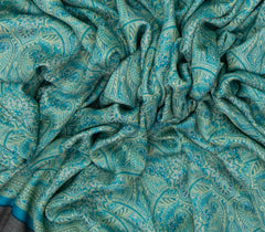 Sky Blue Woven Pashmina Printed Silk Saree With Floral Motifs-PS0555