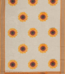 Taupe Printed Synthetic Linen Saree With Zari border-BL5157