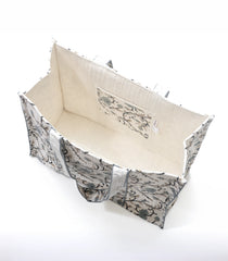 Off White Bagru Printed Handmade Cotton Quilted Tote Bag-ACS1034
