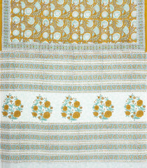 Mustard Printed Jaipur Cotton Saree With Printed Floral Vine Motifs-JC1940