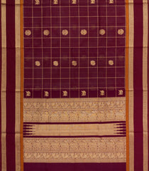 Maroon Handloom Silk Cotton Saree With Zari Checks-SC4277