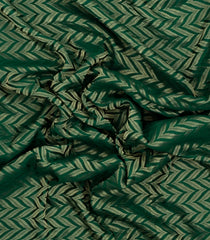 Dark Green Woven Mysore Silk Saree With Chevron Stripes-MS3520