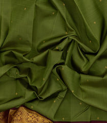 Sage Green Handloom Kanchipuram Silk Saree With Zari Buttas-KA14735