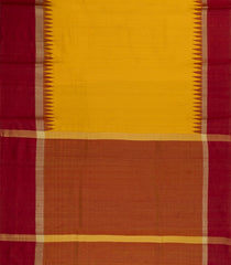 Mustard Woven Dupion Silk Saree With Contrast Temple Border-DS0644