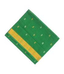 Green Handloom Venkatagiri Cotton Saree With Annam Buttas