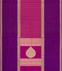 Magenta Handloom Muppagam Silk Cotton Saree With Checks-SC4346