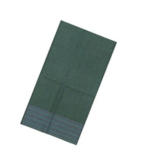 Dark Green Woven Tussar Silk Saree With Stripes-TU3312