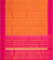 Orange Handloom Kanchipuram Silk Saree With Checks-KA15240