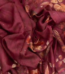 Dusty Peach Woven Tussar Silk Saree With Printed Floral Motifs-TU3021