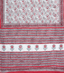 White Printed Jaipur Cotton Saree With Floral Motifs-JC1520