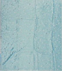 Turquoise Embroidered Synthetic Blended Saree With Sequin Work-EN2092