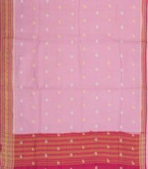 Baby Pink Woven Blended Viscose With Zari Checks & Buttas-BL5552