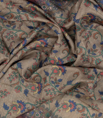 Grey Woven Art Chanderi Saree With Printed Floral Motifs-BL3944