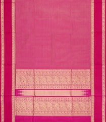 Hot Pink Handloom Silk Cotton Saree With Vairaoosi Stripes-SC4560