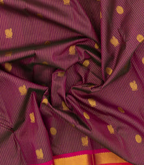 Magenta Handloom Kanchipuram Silk Saree With Stripes & Buttas-KA13925