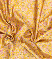 Gold Handloom Kanchipuram Bridal Silk Saree With Contrast Meena Border-KA16276