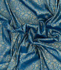 Blue Woven Art Dupion Saree With Floral Zari Motifs-BL5904