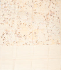Cream Woven Tussar Silk Saree With Printed Floral Motifs & Sequin Work-TU2897