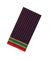 Navy Blue Handloom Silk Cotton Saree With Checks -SC3922