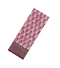 Dusty Pink Printed Chanderi Cotton Saree With Zari Border-CC1511