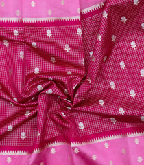 Magenta Woven Banarasi Poona Silk Saree With Checks & Buttas-BP1009