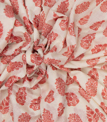 Off White Handloom Chanderi Cotton Saree With Printed Floral Motifs-CC1253
