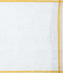 White Handloom Pure Silk 8 Yards Dhoti With Zari Border-CD1546