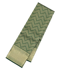 Dark Green Handloom Kanchipuram Silk Saree With Chevron Motifs-KA14276