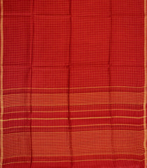 Red Woven Tussar Silk Saree With Checks-TU3510