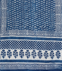 Blue Woven Jaipur Cotton Saree With Printed Floral Motifs-JC1418