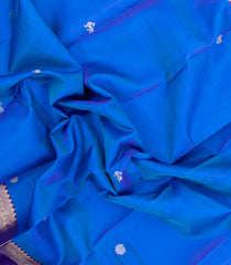 Sky Blue Handloom Kanchipuram Silk Saree With Zari Buttas-KA15650