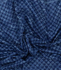 Indigo Printed Chanderi Cotton Saree With Geometric Motifs-CC1775