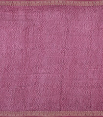 Dusty Pink Printed Chanderi Cotton Saree With Zari Border-CC1562