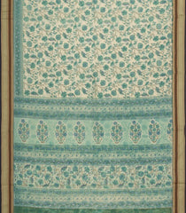 Shaodw Green Printed Blended Cotton Saree With Floral Motifs-BL6249