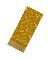 Mustard Printed Art Dola Silk Saree With Zari Border-BL5735