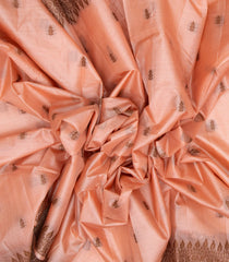 Light Peach Woven Tussar Silk Saree With Floral Motifs-TU2958