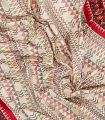 Cream Handloom Pochampally Ikat Silk Saree With Tie & Dye Motifs -IK0427