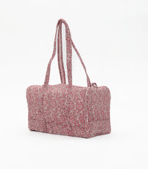 Dusty Pink Handmade Duffle Bag With Printed Motifs With Zipper (9"H X 14"W X 7"D)-ACS1050