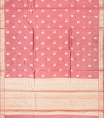 Dusty Peach Woven Dupion Silk Saree With Floral Buttas-DS0507